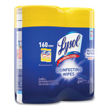 LYSOL® Brand Disinfecting Wipes, 1-Ply, 7 x 7.25, Lemon and Lime Blossom, White, 80 Wipes/Canister, 2 Canisters/Pack (RAC80296PK) Pack of 2