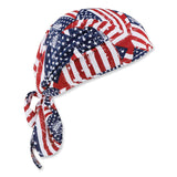 ergodyne® Chill-Its 6615 High-Perform Bandana Doo Rag w/Terry Cloth Sweatband, One Size, Stars and Stripes, Ships in 1-3 Business Days (EGO12477) Each
