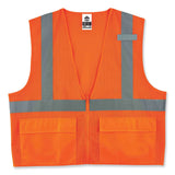 ergodyne® GloWear 8220Z Class 2 Standard Mesh Zipper Vest, Polyester, Small/Medium, Orange, Ships in 1-3 Business Days (EGO21113) Each