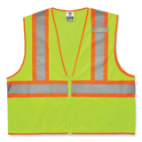 ergodyne® GloWear 8229Z Class 2 Economy Two-Tone Zipper Vest, Polyester, X-Small, Lime, Ships in 1-3 Business Days (EGO21291) Each