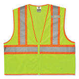 ergodyne® GloWear 8229Z Class 2 Economy Two-Tone Zipper Vest, Polyester, Small/Medium, Lime, Ships in 1-3 Business Days (EGO21293) Each