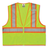 ergodyne® GloWear 8229Z Class 2 Economy Two-Tone Zipper Vest, Polyester, Large/X-Large, Lime, Ships in 1-3 Business Days (EGO21295) Each
