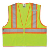 ergodyne® GloWear 8229Z Class 2 Economy Two-Tone Zipper Vest, Polyester, 2X-Large/3X-Large, Lime, Ships in 1-3 Business Days (EGO21297) Each
