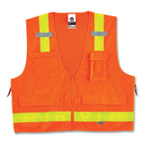 ergodyne® GloWear 8250ZHG Class 2 Hi-Gloss Surveyors Zipper Vest, Polyester, Large/X-Large, Orange, Ships in 1-3 Business Days (EGO21435) Each