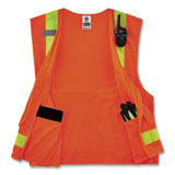 ergodyne® GloWear 8250ZHG Class 2 Hi-Gloss Surveyors Zipper Vest, Polyester, Large/X-Large, Orange, Ships in 1-3 Business Days (EGO21435) Each