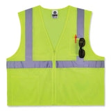 ergodyne® GloWear 8256Z Class 2 Self-Extinguishing Zipper Vest, Polyester, Small/Medium, Lime, Ships in 1-3 Business Days (EGO21573) Each