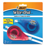 BIC® Wite-Out EZ Correct Correction Tape, Non-Refillable, Blue/Orange Applicators, 0.17" x 472", 2/Pack (BICWOTAPP21) Pack of 2