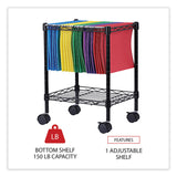 Alera® Compact File Cart for Side-to-Side Filing, Metal, 1 Shelf, 1 Bin, 15.25" x 12.38" x 21", Black (ALEFW601416BL) Each