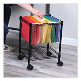 Alera® Compact File Cart for Side-to-Side Filing, Metal, 1 Shelf, 1 Bin, 15.25" x 12.38" x 21", Black (ALEFW601416BL) Each