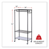Alera® Wire Shelving Garment Rack, 30 Garments, 36w x 18d x 75h, Black (ALEGR363618BL) Each