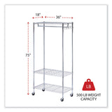 Alera® Wire Shelving Garment Rack, 30 Garments, 36w x 18d x 75h, Silver (ALEGR363618SR) Each