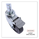 Alera® Optional Casters for Wire Shelving, Hooded Design with Integrated Bumpers, Grip Ring Stem, 5" Wheel, Black, 4/Set (2 Locking) (ALESW590004) Set of 4