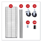 Alera® 5-Shelf Wire Shelving Kit with Casters and Shelf Liners, 48w x 18d x 72h, Black Anthracite (ALESW654818BA) Each