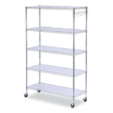 Alera® 5-Shelf Wire Shelving Kit with Casters and Shelf Liners, 48w x 18d x 72h, Silver (ALESW654818SR) Each
