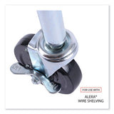 Alera® Optional Casters for Wire Shelving, Grip Ring Type K Stem, 4" Wheel, Black/Silver, 4/Set (2 Locking) (ALESW690004) Set of 4