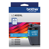 Brother LC402XLCS High-Yield Ink, 1,500 Page-Yield, Cyan (BRTLC402XLCS) Each