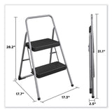 Cosco® 2-Step Folding Steel Step Stool, 200 lb Capacity, 28.13" Working Height, Cool Gray (CSC11137PBL1E) Each