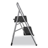 Cosco® 2-Step Folding Steel Step Stool, 200 lb Capacity, 28.13" Working Height, Cool Gray (CSC11137PBL1E) Each
