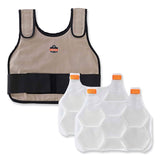 ergodyne® Chill-Its 6230 Standard Phase Change Cooling Vest with Packs, Cotton, Small/Medium, Khaki, Ships in 1-3 Business Days (EGO12000) Each