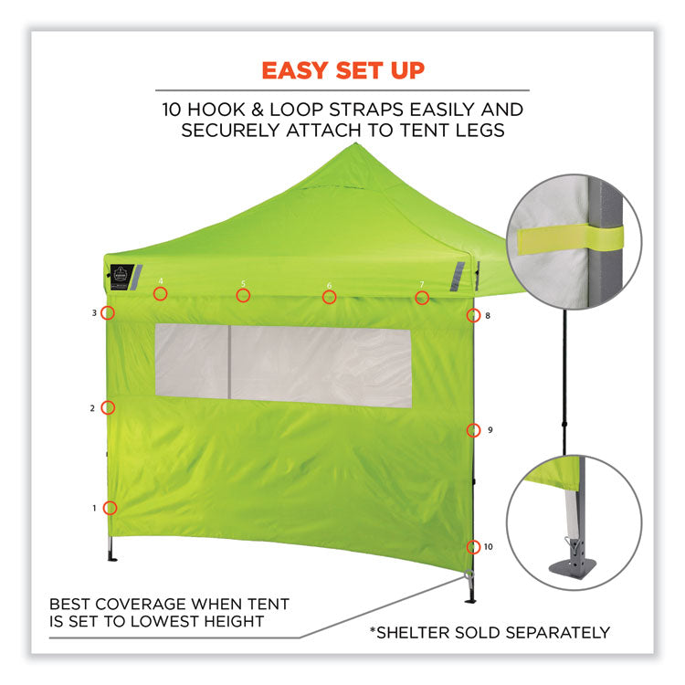 ergodyne® Shax 6092 Pop-Up Tent Sidewall with Mesh Window, Single Skin, 10 ft x 10 ft, Polyester, Lime, Ships in 1-3 Business Days (EGO12989)