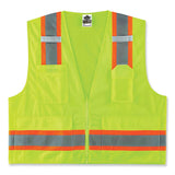 ergodyne® GloWear 8248Z Class 2 Two-Tone Surveyors Zipper Vest, Polyester, Small/Medium, Lime, Ships in 1-3 Business Days (EGO24073) Each