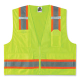ergodyne® GloWear 8248Z Class 2 Two-Tone Surveyors Zipper Vest, Polyester, 4X-Large/5X-Large, Lime, Ships in 1-3 Business Days (EGO24079) Each