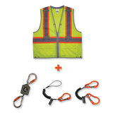 ergodyne® GloWear 8231TVK Class 2 Hi-Vis Tool Tethering Safety Vest Kit, Polyester, Small/Medium, Lime, Ships in 1-3 Business Days (EGO24183) Each