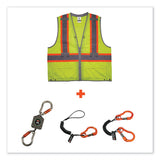 ergodyne® GloWear 8231TVK Class 2 Hi-Vis Tool Tethering Safety Vest Kit, Polyester, 2X-Large/3X-Large, Lime, Ships in 1-3 Business Days (EGO24187) Each