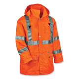 ergodyne® GloWear 8365 Class 3 Hi-Vis Rain Jacket, Polyester, Small, Orange, Ships in 1-3 Business Days (EGO24312) Each
