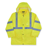 ergodyne® GloWear 8366 Class 3 Lightweight Hi-Vis Rain Jacket, Polyester, Large, Lime, Ships in 1-3 Business Days (EGO24334) Each