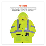 ergodyne® GloWear 8366 Class 3 Lightweight Hi-Vis Rain Jacket, Polyester, 3X-Large, Lime, Ships in 1-3 Business Days (EGO24337) Each