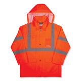 ergodyne® GloWear 8366 Class 3 Lightweight Hi-Vis Rain Jacket, Polyester, Medium, Orange, Ships in 1-3 Business Days (EGO24363) Each