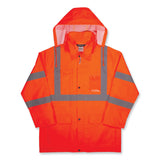 ergodyne® GloWear 8366 Class 3 Lightweight Hi-Vis Rain Jacket, Polyester, Large, Orange, Ships in 1-3 Business Days (EGO24364) Each