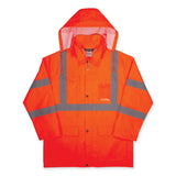 ergodyne® GloWear 8366 Class 3 Lightweight Hi-Vis Rain Jacket, Polyester, 5X-Large, Orange, Ships in 1-3 Business Days (EGO24369) Each