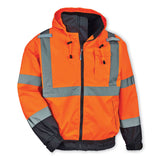 ergodyne® GloWear 8379 Class 3 Hi-Vis Fleece Lined Bomber Jacket, Orange, X-Large, Ships in 1-3 Business Days (EGO24465) Each
