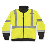 ergodyne® GloWear 8379 Class 3 Hi-Vis Fleece Lined Bomber Jacket, Lime, Medium, Ships in 1-3 Business Days (EGO24473) Each