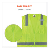 ergodyne® GloWear 8249Z-S Single Size Class 2 Economy Surveyors Zipper Vest, Polyester, 5X-Large, Lime, Ships in 1-3 Business Days (EGO24509) Each
