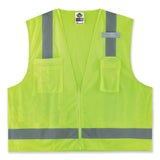 ergodyne® GloWear 8249Z-S Single Size Class 2 Economy Surveyors Zipper Vest, Polyester, 5X-Large, Lime, Ships in 1-3 Business Days (EGO24509) Each