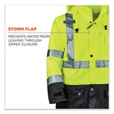ergodyne® GloWear 8365BK Class 3 Hi-Vis Rain Jacket Black Bottom, X-Large, Lime, Ships in 1-3 Business Days (EGO25325) Each