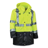 ergodyne® GloWear 8365BK Class 3 Hi-Vis Rain Jacket Black Bottom, 5X-Large, Lime, Ships in 1-3 Business Days (EGO25329) Each