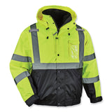 ergodyne® GloWear 8381 Class 3 Hi-Vis 4-in-1 Quilted Bomber Jacket, Lime, Large, Ships in 1-3 Business Days (EGO25594) Each
