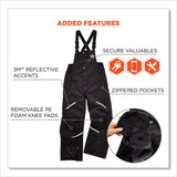 ergodyne® N-Ferno 6471 Thermal Bibs with 500D Nylon Shell, Medium, Black, Ships in 1-3 Business Days (EGO41213) Each