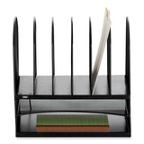 Safco® Powered Onyx Desk Organizer w/2 Horizontal and 6 Upright Sections, Letter, 13.5 x 11.5 x 13, Black,Ships in 1-3 Business Days (SAF3233BL) Each