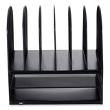 Safco® Powered Onyx Desk Organizer w/2 Horizontal and 6 Upright Sections, Letter, 13.5 x 11.5 x 13, Black,Ships in 1-3 Business Days (SAF3233BL) Each