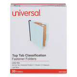 Universal® Four-Section Pressboard Classification Folders, 1.75" Expansion, 1 Divider, 4 Fasteners, Letter Size, Light Blue, 20/Box (UNV10404) Box of 20