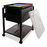 Advantus Folding Mobile File Cart, Plastic, 1 Shelf, 1 Bin, 14.5" x 18.5" x 21.75", Black (AVT55758) Each