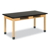 Diversified Woodcrafts Classroom Book Compartment Science Table, 54w x 24d x 30h, Black High Pressure Laminate (HPL) Top, Oak Base (DVWC720LBBK30N) Each