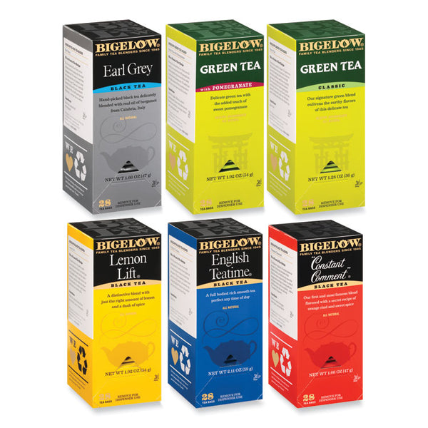 Bigelow® Assorted Tea Packs, Six Flavors, 28/Box, 168/Carton (BTC15577)