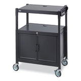 Safco® Steel Adjustable AV Cart w/Cabinet, Metal, 3 Shelf, 6 AC Outlets, 40 lb Cap, 26.75x20.5x42, Black, Ships in 1-3 Business Days (SAF8943BL) Each