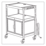 Safco® Steel Adjustable AV Cart w/Cabinet, Metal, 3 Shelf, 6 AC Outlets, 40 lb Cap, 26.75x20.5x42, Black, Ships in 1-3 Business Days (SAF8943BL) Each